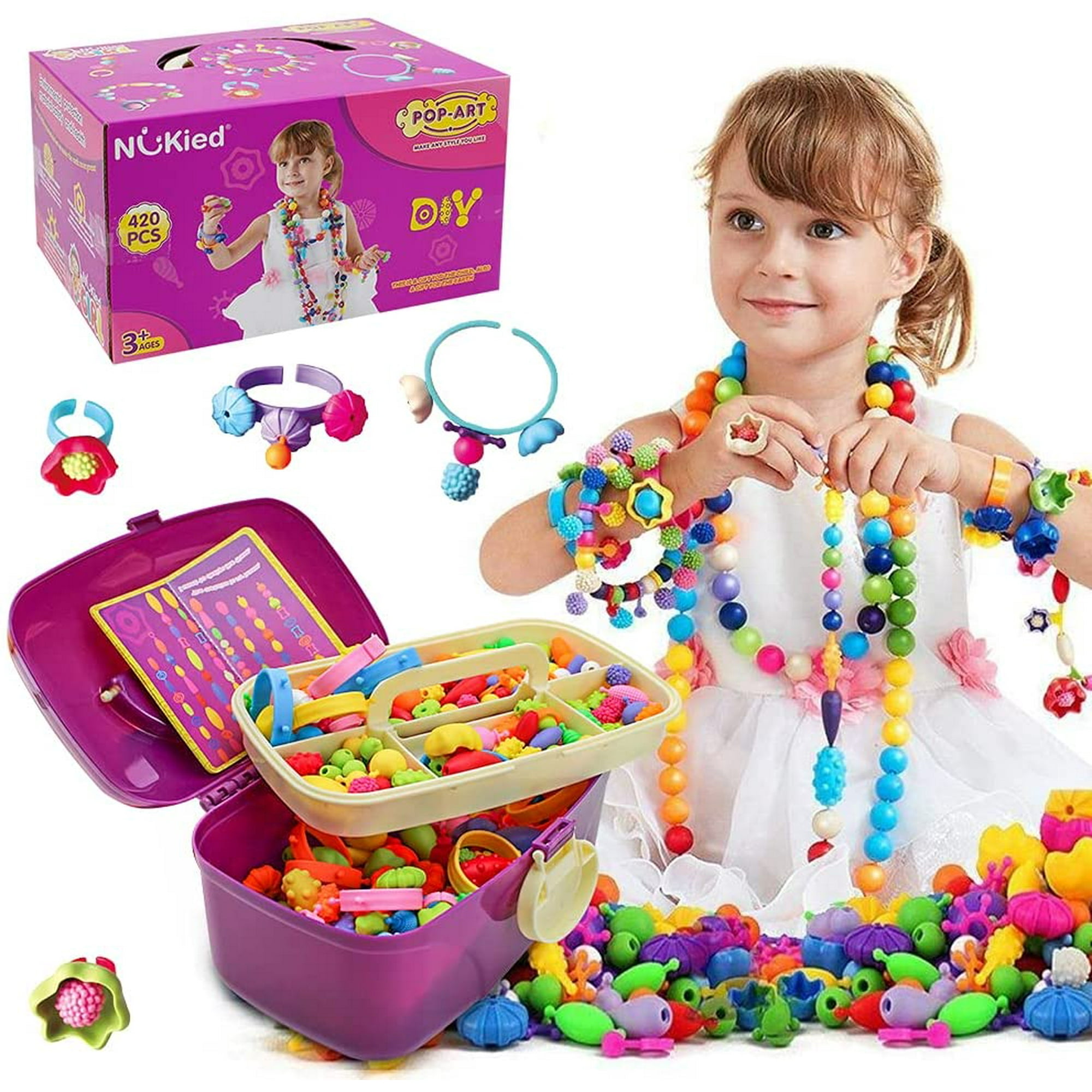 Heytea Pop Beads Jewelry Making Kit 420 Pcs Arts and Crafts Toys for Girls Age 3 4 5 6 7 Year Old Kids Necklace Bracelet and Ring Creativity DIY Set Christmas Birthday Gifts Walmart