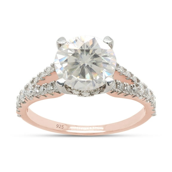 2 Carat Center 8MM Round Cut Lab Created Moissanite Diamond Split Shank Solitaire Engagement Ring For Women In 14K Rose Gold Over Sterling Silver(G-H Color, VVS1 Clarity, 2 Cttw)-4