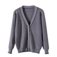 thumbnail image 1 of MeetoTime Women V Neck Button Down Long Sleeve Knit Sweater Cardigan Fall Trendy Coats Plus Size & Regular, 1 of 5