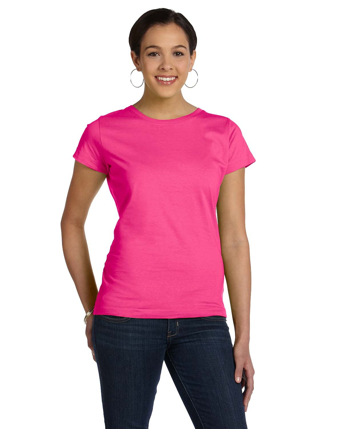 The LAT Ladies' Fine Jersey TShirt HOT PINK XS