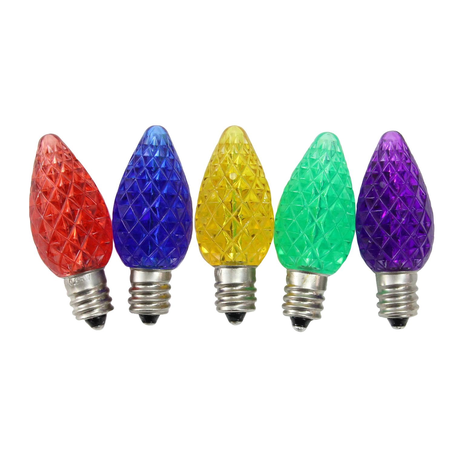 4 Holiday Time C7 Replacement Bulbs - Christmas Lights White, 5W, 120V For Indoor/Outdoor