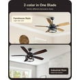thumbnail image 3 of EDISHINE 52 inch Ceiling Fan with Light and Remote Control, 5 Wood Blades, Rustic Farmhouse Ceiling Fan with Light for Living Room, Bedroom, Wet Rated, 3 of 10