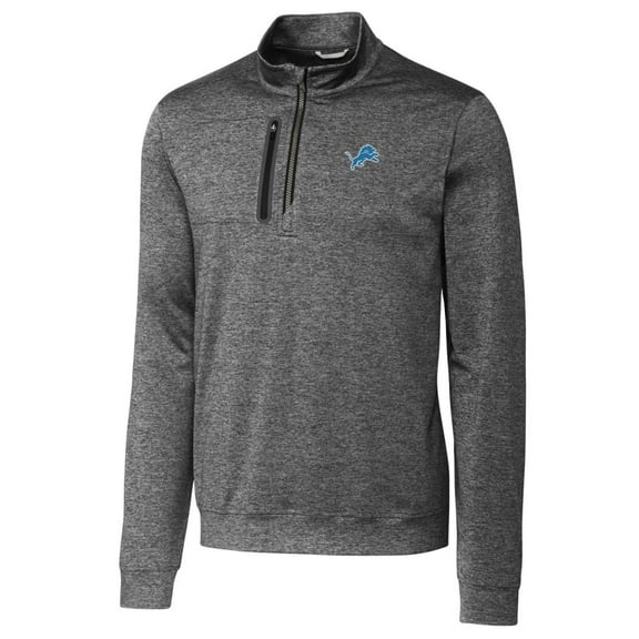 Men's Cutter & Buck Gray Detroit Lions Stealth Quarter-Zip Jacket