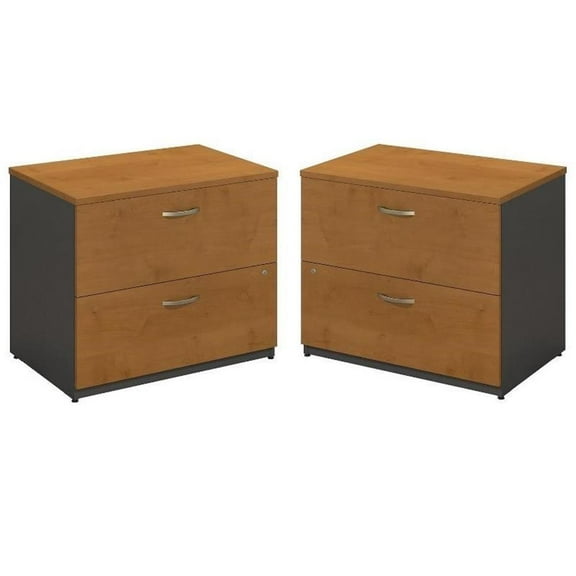 Home Square 2 Piece Wood Filing Cabinet Set with 2 Drawer in Natural Cherry