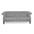 thumbnail image 2 of Benjara Kyle Sofa, 75 Inch, Classic Turned Wood Legs, Button Tufted Light Gray, 2 of 5