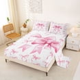 thumbnail image 2 of Erosebridal Watercolor Pink Bow Full Size Sheets, Cartoon Princess Bed Sheets, 4-Piece, 2 of 5