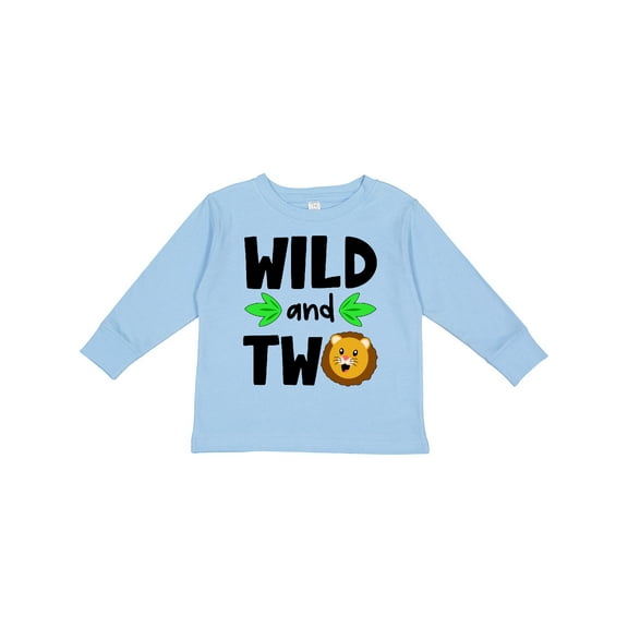 Inktastic Wild and Two Cute Lion Birthday Boys or Girls Long Sleeve Toddler T-Shirt
