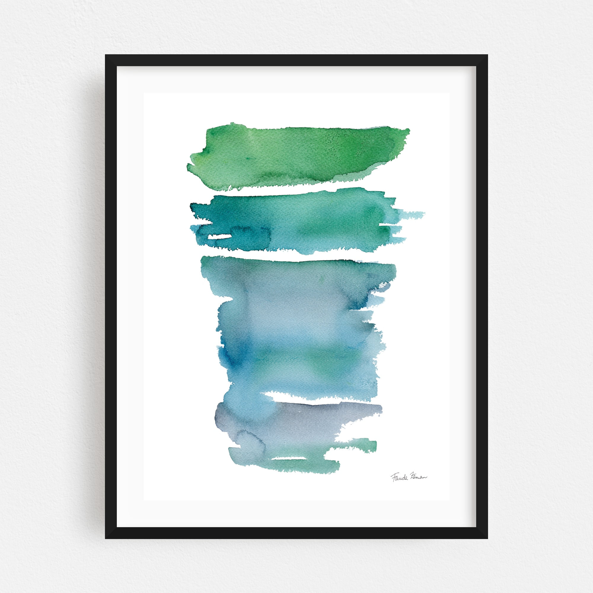Sideways I Painting Abstract Brush Strokes Watercolor 18" X 24" Art Print/Poster - Walmart.com