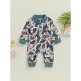 thumbnail image 2 of Bagilaanoe Newborn Baby Boys Fall Jumpsuit Print Long Sleeve Bodysuit 3M 6M 12M 18M Infant Casual One Piece Romper, 2 of 9