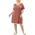 thumbnail image 3 of Unique Bargains Women's Plus Nightgown V Neck Dots Short Sleeve Sleepwear, 3 of 8