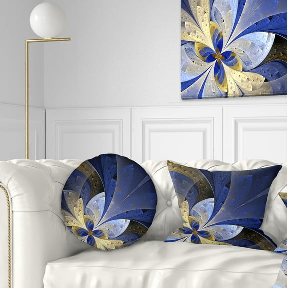 Designart 12" x 20" Contemporary, Modern Blue Polyester Throw Pillow