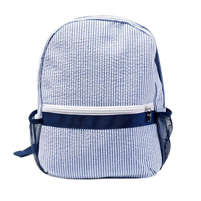 Mochila BLANKSMALL Seersucker para niños pequeños de 2 a 5 años, color azul marino