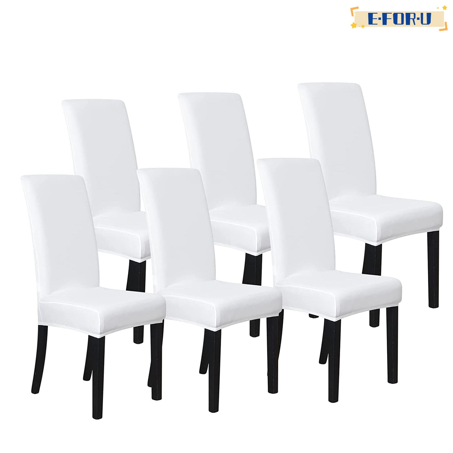 Chair Covers for Dining Room Set of 6 Pack Stretch White Chair