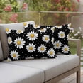 thumbnail image 5 of 2 Pack Outdoor Waterproof Throw Pillow Covers,White Daisy Polka Dots on Black Decorative Rectangle Patio Pillowcases for Chair Couch Sofa 20x12in, 5 of 9