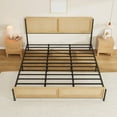 thumbnail image 4 of GloryStar Bohemian Wooden Platform Bed, Natural Rattan Headboard & Footboard with Quiet Metal Frame, Easy Assembly, No Box Spring Required, 4 of 7