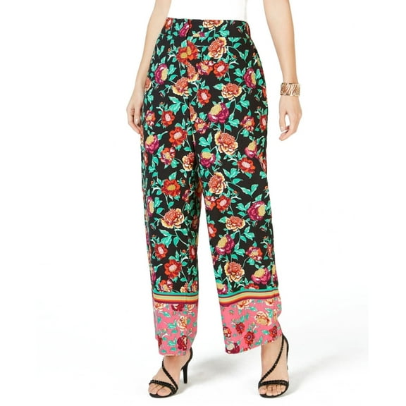 Thalia Sodi Womens Pants Wide Leg Printed Floral Rose