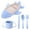 Blue, variant on Huanglei Airplane Shaped Tableware Set For Kitchen And Dining Table Car Dinner Tray Fiber Plastic For Boys And Girls With Separate Plates Cutlery And Water Cup Wheat Straw Tableware Set