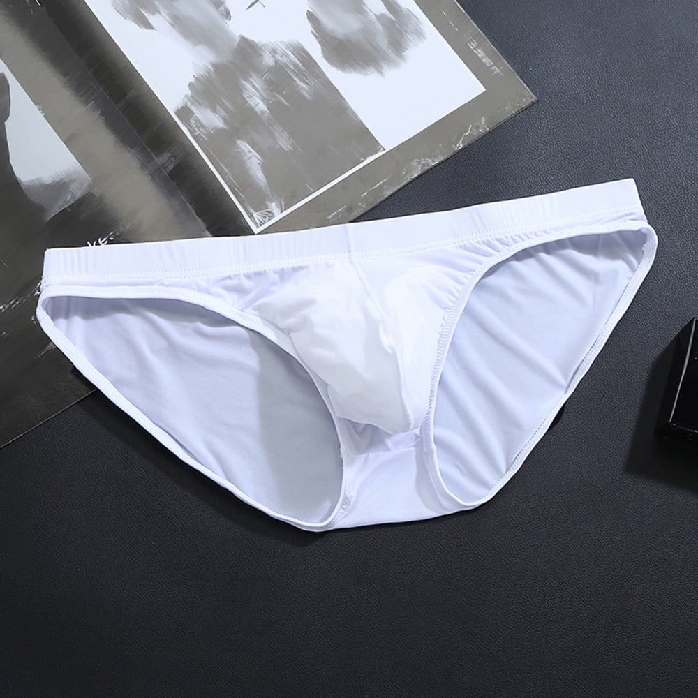 MINGYG Mens Sexy Briefs Ice Silk Bulge Pouch Underwear Low-waist See ...