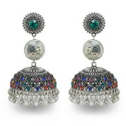 Indian Ethnic Dangle Earring for Women Vintage Silver Long Tassel Bell Earrings