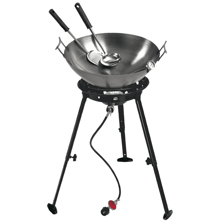 Eastman Outdoors 22 Inch Carbon Steel Camping Wok Kit with Big