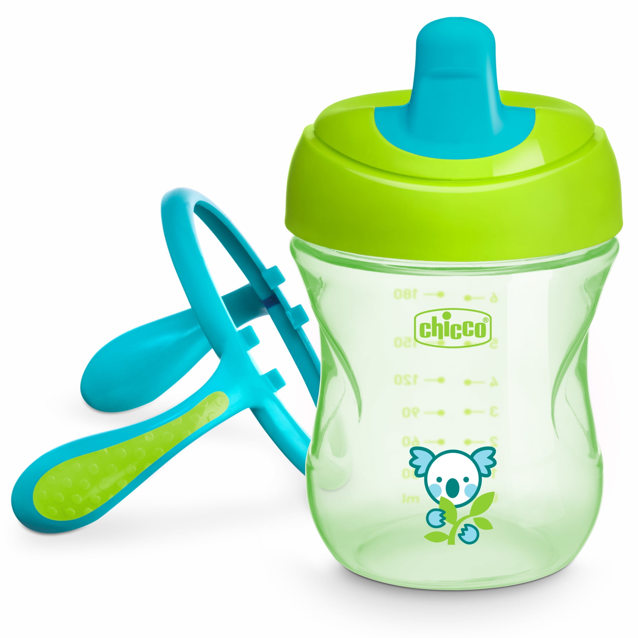 Chicco 7oz. Semi-Soft Trainer with Bite-Resistant Spout and Spill-Free Lid, Removable, Non-Slip Handles, Top-Rack Dishwasher Safe, Easy to Hold Ergonomic Indents, 6+ Months - Green, New