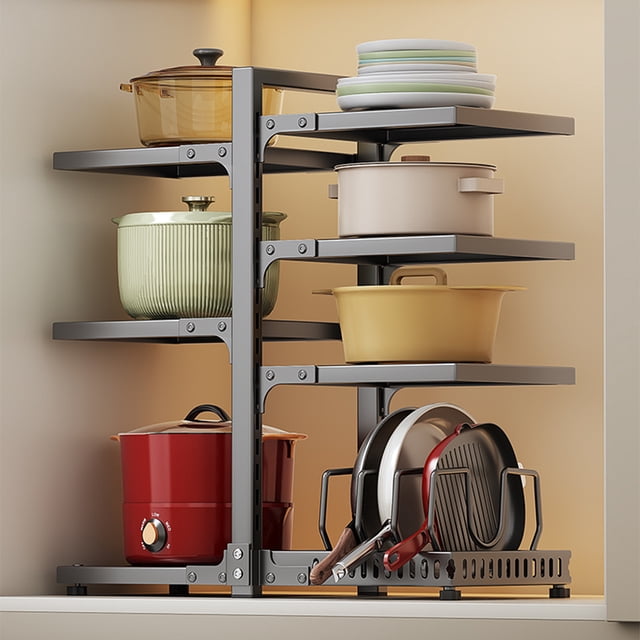 maskred Scratch-resistant Pot Rack Easy Installation Adjustable Layer Distance Easy To Install Carbon Steel white 4 Floors