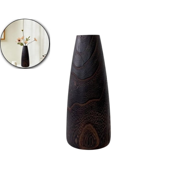 Wood Vase for Dried Flowers - 9 Inch Decorative Wooden Vase, Farmhouse Boho Decor for Living Room Bedroom Table Shelf