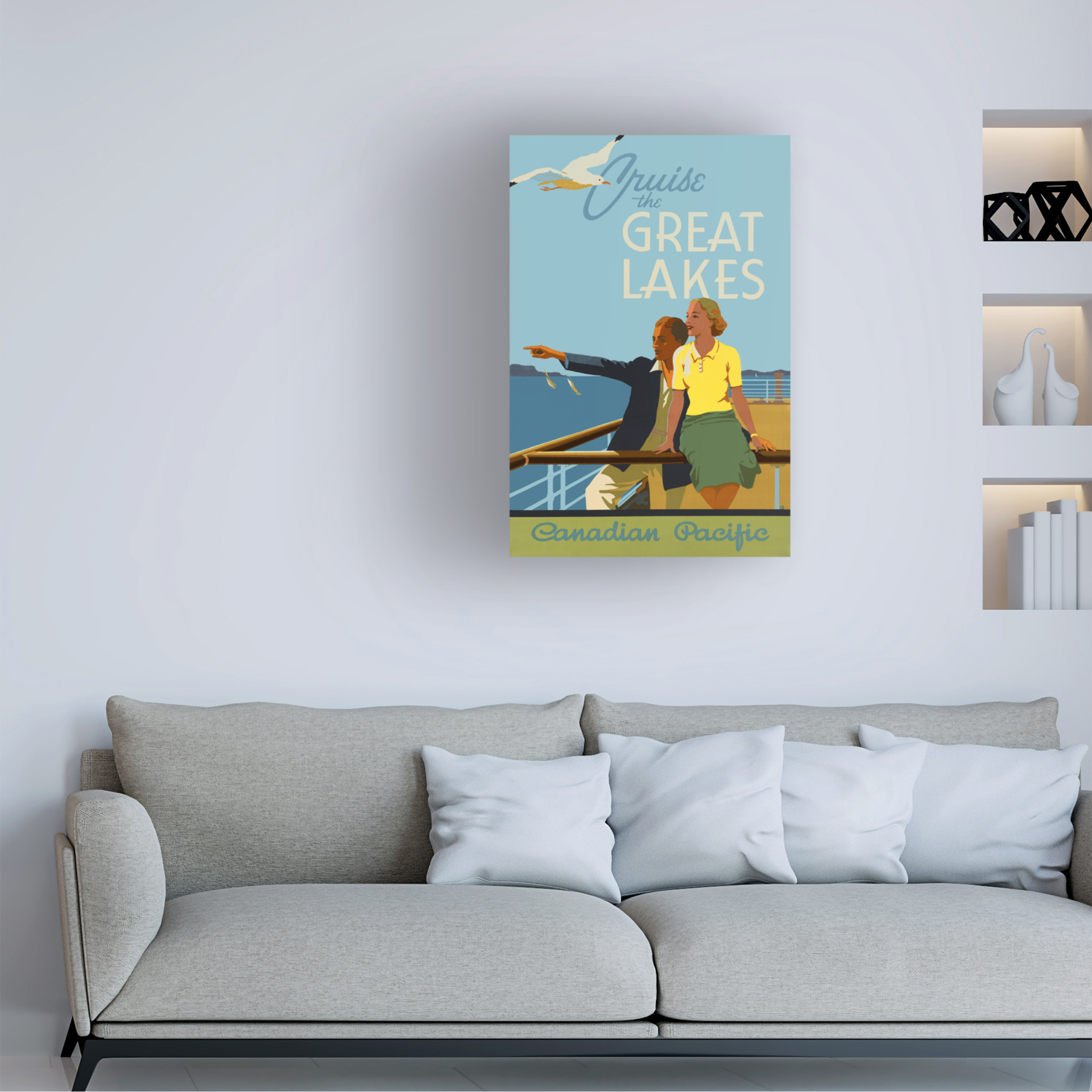 Trademark Fine Art Print Collection Couple Cruise the Great Lakes Canadian Pacific Canvas Wall Art - 30x47