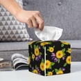 thumbnail image 6 of Lsque Daisies Flowers Printed Tissue Box Cover Holder, Facial Paper Organizer Dispenser,Square with Bottom Belt, PVC Leather Decorative Organizer, 6 of 8
