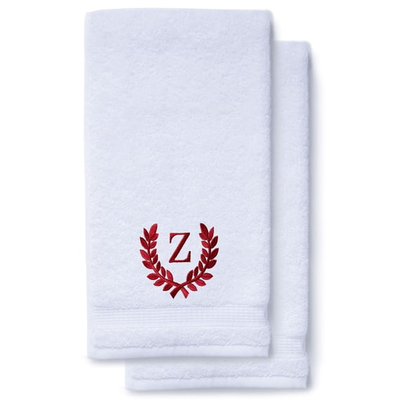 Monogrammed Hand Towels for Bathroom Kitchen Makeup | Personalized Gift for Wedding-Bridal | Roman Font Custom Luxury Turkish Towel | Spa Collection, Oversized, 16 X 30 Inch, Set of 2