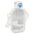 thumbnail image 4 of Botella de agua plana de 750 ml, delgada, de silicona para PC, a prueba de fugas, con correa, botella plana para deportes, actividades al aire libre, color blanco, 4 of 5