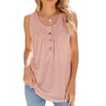 thumbnail image 2 of ATOYSOY Women's Pleated Tank Tops Flowy Tunic Sleeveless Trendy Camisole Button Activewear Casual Undershirt Running Yoga Tops Girls Basic Tees Summer Workout Pink XL, 2 of 8