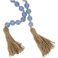 thumbnail image 6 of DecMode Handmade Round Long Frosted Light Blue Glass Garland with Tassel with Knotted Brown Jute, 6 of 11