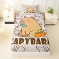 thumbnail image 3 of Manfei Kawaii Capybara Twin Sheets,Cute Duck Print Bedding,Beige,3pcs,1 Fitted Sheet and 1 Pillowcase, 3 of 6