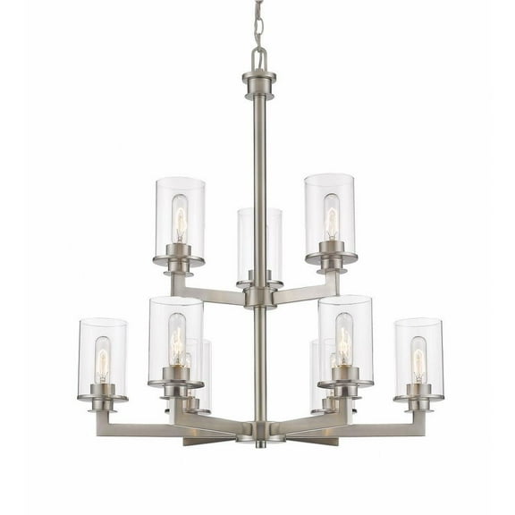 9 Light Chandelier in Art Moderne Style 29 inches Wide By 33 inches High-Brushed Nickel Finish Bailey Street Home 372-Bel-2959255
