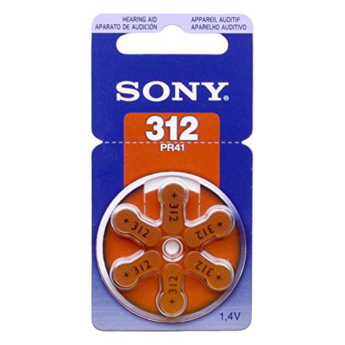 SONY Hearing Aid Batteries Size 312 Zinc Air 1.45 Volts (6 Pcs
