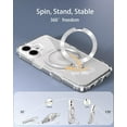 thumbnail image 4 of Kmek7-36 0° Support Magnétique Rotatif pour iPhone 16, Compatible avec MagSafe, Étui Protecteur Rigide Mince de Qualité Militaire avec Support Intégré et Texture CD, Transparent, 6.1 Pouces, 4 of 4