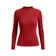 thumbnail image 5 of VSSSJ Women's Mock Turtleneck Knit Shirts Long Sleeve Ribbed Lightweight Pullover Sweater Casual Stretch Knitted Base Layer Tops Red Free Size, 5 of 5