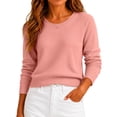thumbnail image 2 of Dwellite Women Sweaters Knitted Cropped Crewneck Basic Trendy Fall Tops Cropped Sweater Winter Long Sleeve Dressy Top 2026 Pink L, 2 of 6