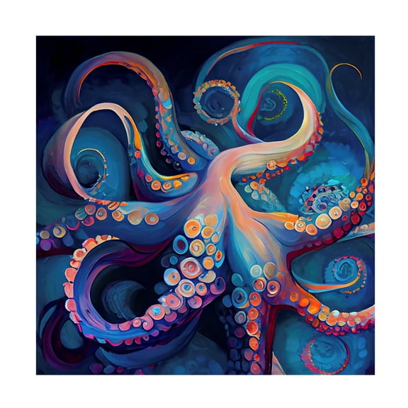 Canvas Wall Art - Sasha 'Octopus Abstractions' Wall Art for Living Room, Bedroom, or Office Décor by Trademark Fine Art - 14 x 14 Inches