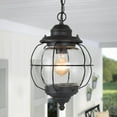 thumbnail image 3 of LNC 1-Light Farmhouse Matte Black Globe Glass Shade Cage Outdoor Flush Mount Light, 3 of 12