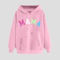 thumbnail image 4 of Goodeals Colorful Mama Letter Print Hoodies 2025 Casual Long Sleeve Pullover Tops Crewneck Loose Mama Sweatshirt,Gift for Mama on Birthday Valentines Mother Day(Pink,XL), 4 of 4