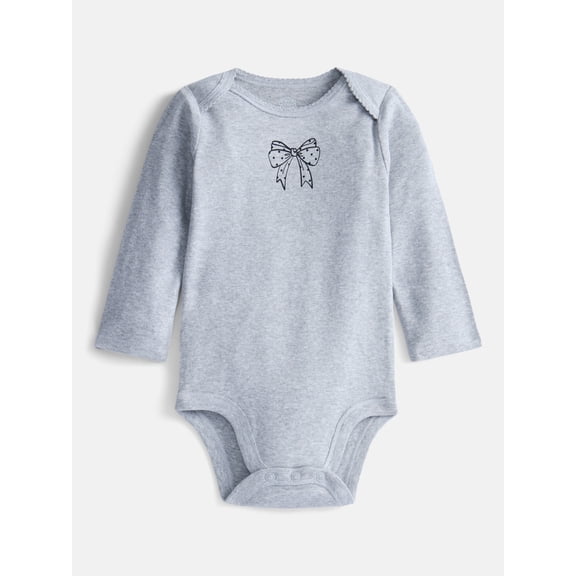 Wonder Nation Baby Girls Bodysuit with Long Sleeves, Sizes 0-24 Months