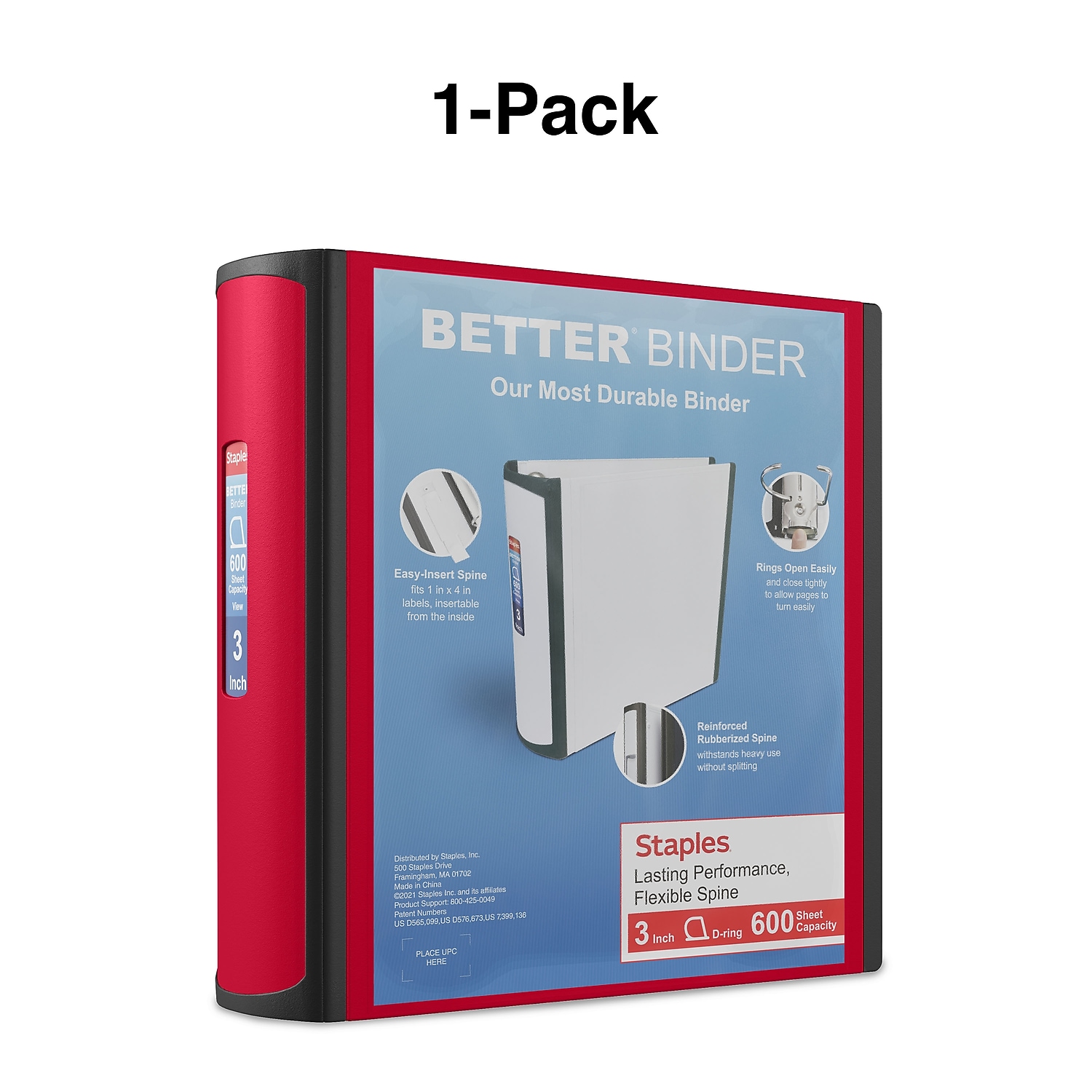 Staples 3" 3-Ring Better Binder Red 2/Pack ST55893-CCVS