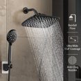thumbnail image 2 of Ophanie 12 Inch Coverage High Pressure Rain Shower Head Combo - Wide Rainfall & 5 Modes Handheld Showerhead, Dual Anti-Clog Nozzles for Ultimate Shower Experience, Black, 2 of 6