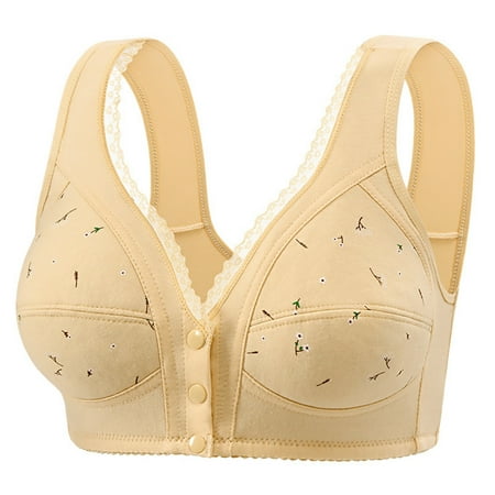 Clearance Woman s Bralette Nursing Bra Front Buckle Floral Print Comfortable Breathable Bra No Rims Everyday Underwear Woman Thin And Steel Hoop Gathered for Daily Bras