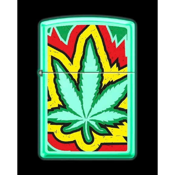 Zippo Lighter - Personalized Custom Message Engraved on Back for Leaf Designs Windproof Zippo Lighter (Glow in The Dark #Z5540)