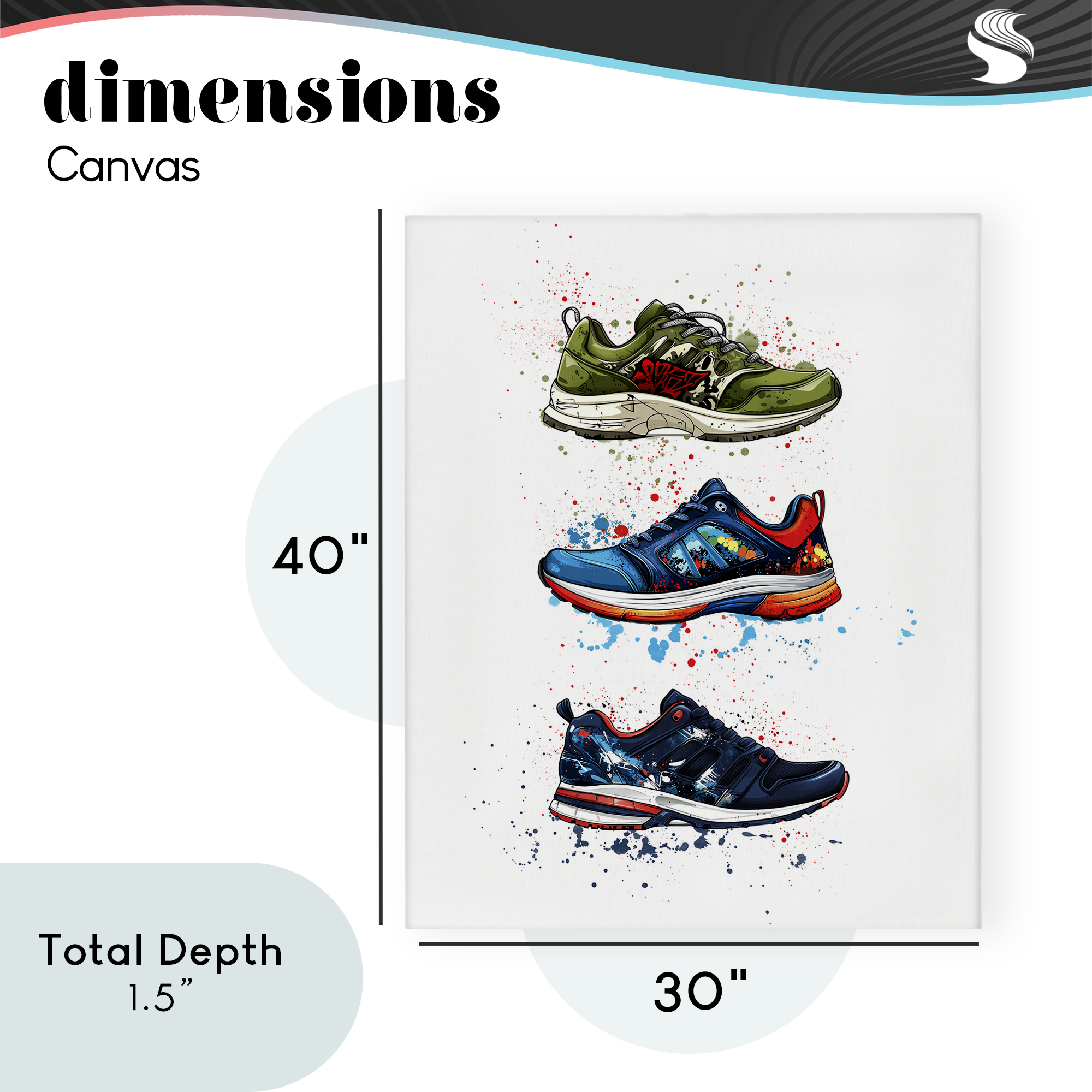 Modern Spray Sneakers Canvas Wall Art, design by Christine Simpson Art