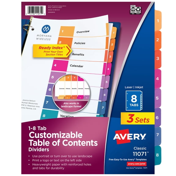 Avery Dividers, 8 Tabs, Ready Index (3 Sets of 11071)