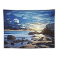 thumbnail image 5 of ONETECH  Ocean Tapestry, Full Moon Dark Clouds Rocky Coastline Scenic Seascape Morning View Picture,Wall Hanging Decor for Bedroom Living Room Dorm,Blue Orange Black, 5 of 7